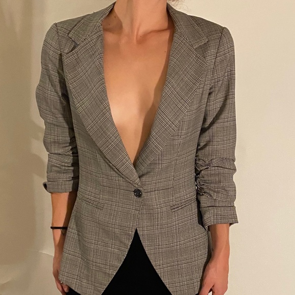 Elizabeth and James Jackets & Blazers - Grey Checkered Contemporary Collection Blazer
